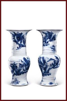 青花山水人物圖花觚的鑒定、交易與市場走勢